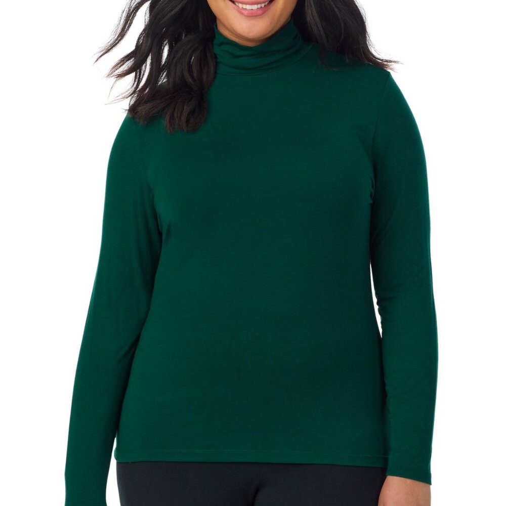 #1511 Cuddl Duds Plus Size Softwear Long-Sleeve Turtleneck Top - Evergreen